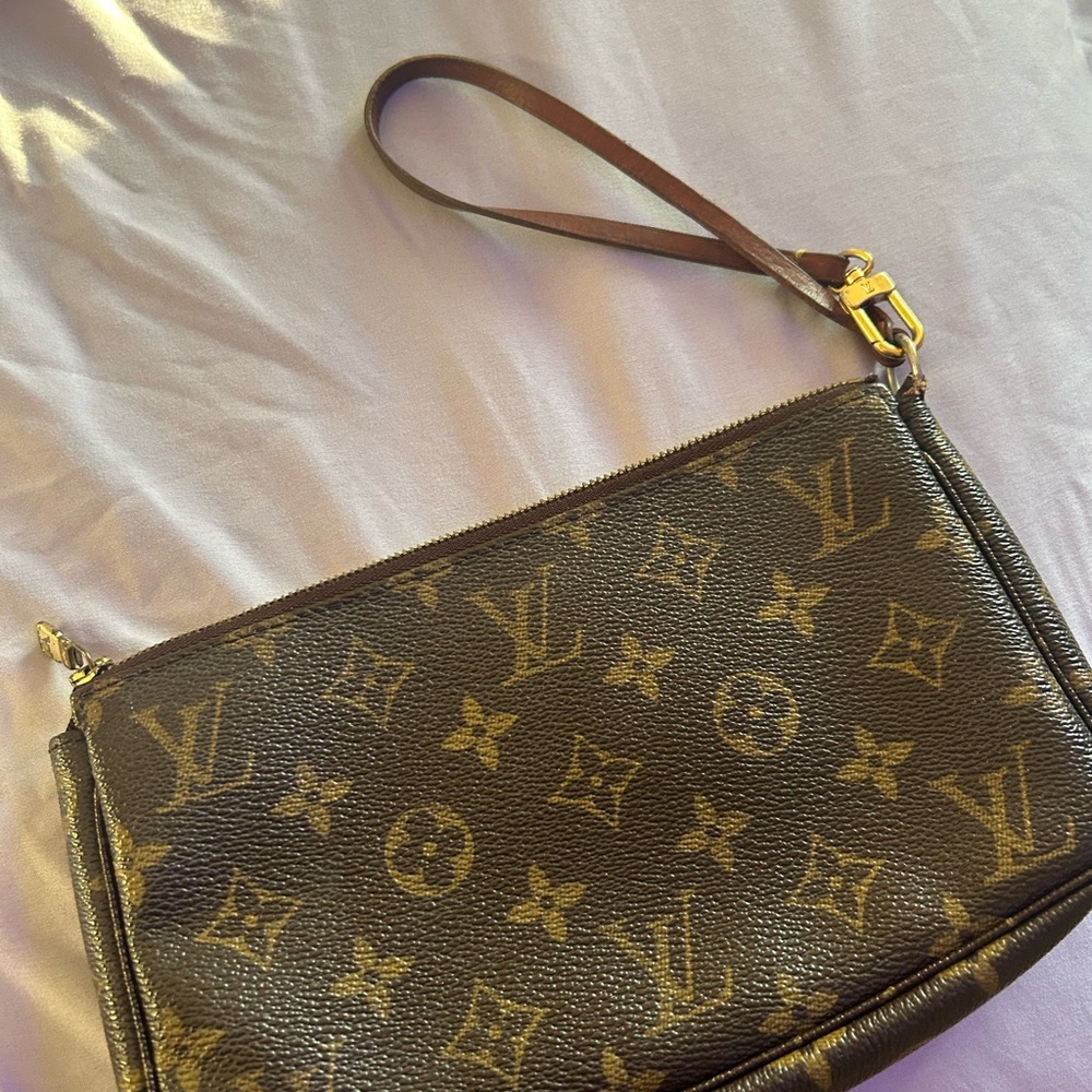 Louis Vuitton Black and Gold Monogram Wristlet